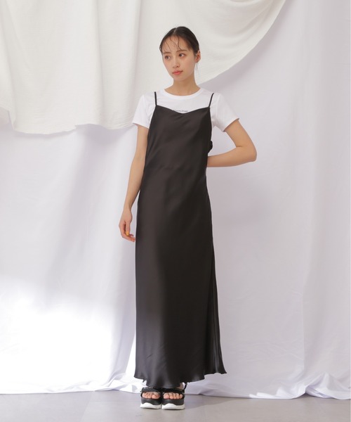 JILL by JILL STUART(ジルバイジルスチュアート)の「【eS】サテンナローキャミワンピース(ワンピース・レディース・ピンク/ブラック・FREE)」の10枚目の写真