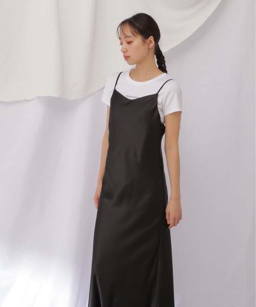JILL by JILL STUART(ジルバイジルスチュアート)の「【eS】サテンナローキャミワンピース(ワンピース・レディース・ピンク/ブラック・FREE)」の13枚目の写真