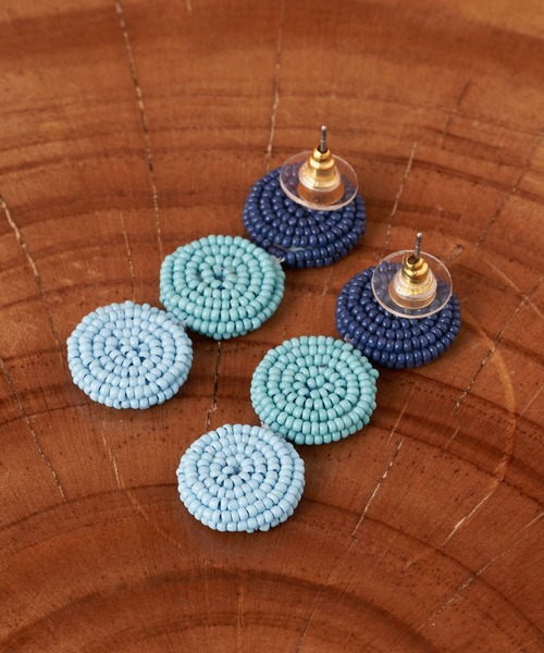 CIAOPANIC（チャオパニック）の「【Aguni/アグニ】3連ビーズピアス（ピアス（両耳用）・レディース・ブルー・FREE）」の2枚目の写真