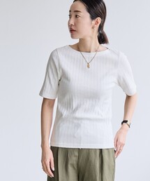 【WEB限定】USAコットンワイドリブボートネックTシャツ