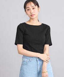 【WEB限定】USAコットンワイドリブボートネックTシャツ