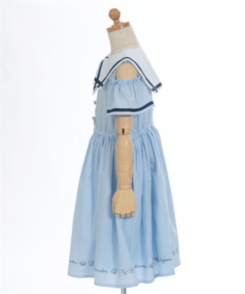 axes femme kids(アクシーズファムキッズ)の「肩開きマリンセーラーワンピース(ワンピース・キッズ・サックスブルー/ブラック・MEDIUM/LARGE/X-LARGE)」の5枚目の写真