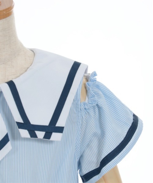 axes femme kids(アクシーズファムキッズ)の「肩開きマリンセーラーワンピース(ワンピース・キッズ・サックスブルー/ブラック・MEDIUM/LARGE/X-LARGE)」の14枚目の写真