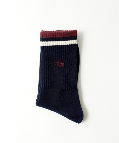 FRED PERRY（フレッドペリー）の「【WEB限定】[FRED PERRY/フレッドペリー] ワンポイントロゴ刺繍 ティップラインリブソックス（ソックス/靴下・レディース・ホワイト/ブラック/ネイビー・25-27/23-25）」の3枚目の写真