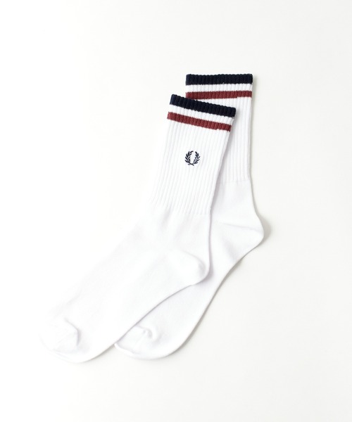 FRED PERRY（フレッドペリー）の「【WEB限定】[FRED PERRY/フレッドペリー] ワンポイントロゴ刺繍 ティップラインリブソックス（ソックス/靴下・レディース・ホワイト/ブラック/ネイビー・25-27/23-25）」の4枚目の写真