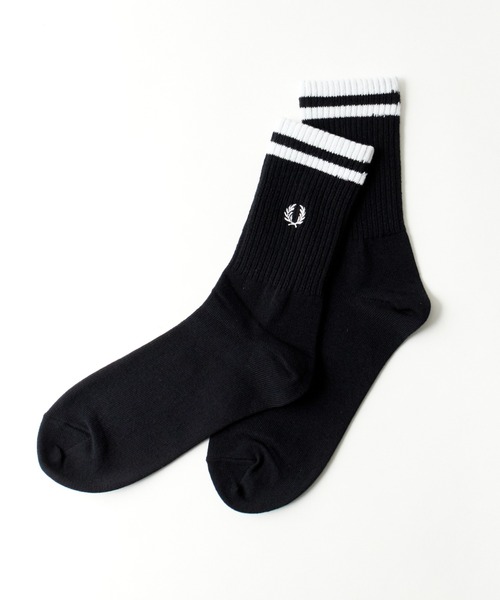 FRED PERRY（フレッドペリー）の「【WEB限定】[FRED PERRY/フレッドペリー] ワンポイントロゴ刺繍 ティップラインリブソックス（ソックス/靴下・レディース・ホワイト/ブラック/ネイビー・25-27/23-25）」の6枚目の写真
