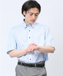 m.f.editorial（エムエフエディトリアル）の「m.f.エディトリアル メンズ Biz トリコット ボタンダウン半袖 ビズシャツ（ビジネスシャツ・メンズ）」