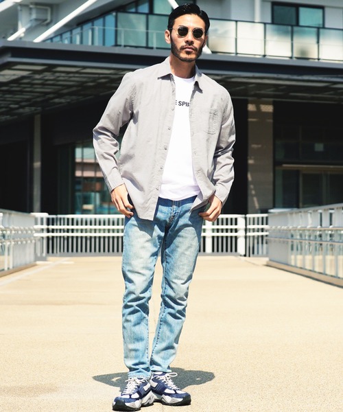 jiggys shop(ジギーズショップ)の「ストレッチ綿麻レギュラー長袖リネンシャツ(シャツ/ブラウス・メンズ・ストライプ/ネイビー/ブルー系その他/ホワイト/ブラウン/グレー・MEDIUM/LARGE/X-LARGE)」の10枚目の写真