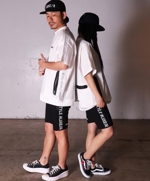 (RM)【LUXE/R GOLF】メッシュ 切り替え モックネック 半袖 プルオーバー（Tシャツ/カットソー）｜LUXE/R GOLF（ラグジュ ゴルフ）