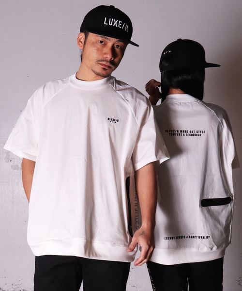 (RM)【LUXE/R GOLF】メッシュ 切り替え モックネック 半袖 プルオーバー（Tシャツ/カットソー）｜LUXE/R GOLF（ラグジュ ゴルフ）