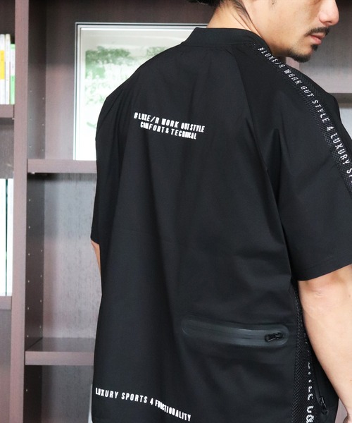 (RM)【LUXE/R GOLF】メッシュ 切り替え モックネック 半袖 プルオーバー（Tシャツ/カットソー）｜LUXE/R GOLF（ラグジュ ゴルフ）
