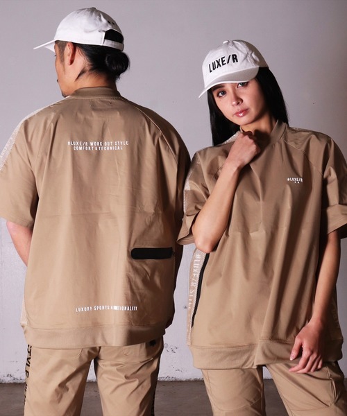 (RM)【LUXE/R GOLF】メッシュ 切り替え モックネック 半袖 プルオーバー（Tシャツ/カットソー）｜LUXE/R GOLF（ラグジュ ゴルフ）