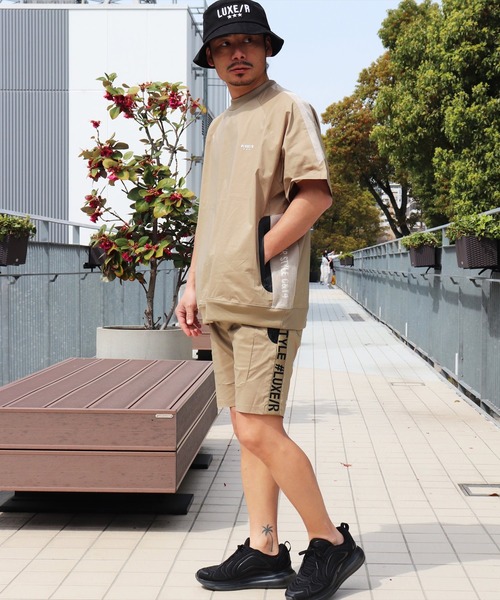 (RM)【LUXE/R GOLF】メッシュ 切り替え モックネック 半袖 プルオーバー（Tシャツ/カットソー）｜LUXE/R GOLF（ラグジュ ゴルフ）