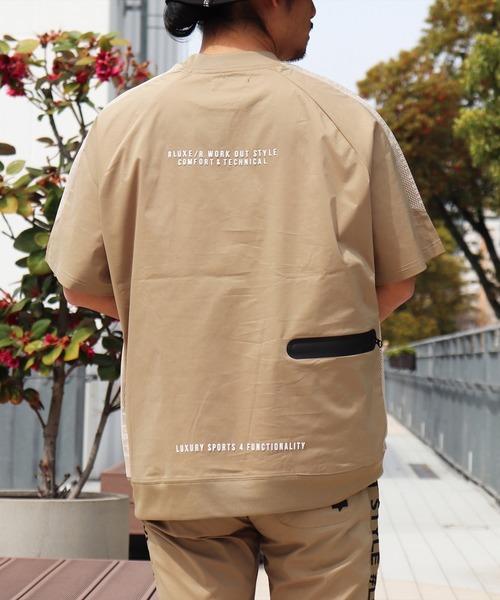 (RM)【LUXE/R GOLF】メッシュ 切り替え モックネック 半袖 プルオーバー（Tシャツ/カットソー）｜LUXE/R GOLF（ラグジュ ゴルフ）