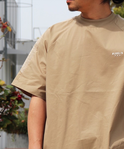 (RM)【LUXE/R GOLF】メッシュ 切り替え モックネック 半袖 プルオーバー（Tシャツ/カットソー）｜LUXE/R GOLF（ラグジュ ゴルフ）