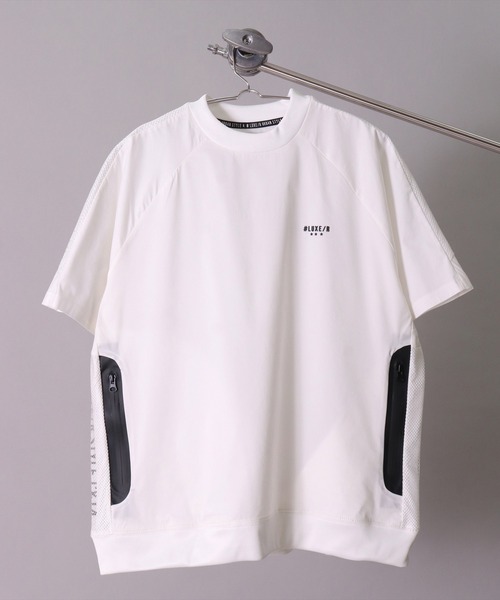 (RM)【LUXE/R GOLF】メッシュ 切り替え モックネック 半袖 プルオーバー（Tシャツ/カットソー）｜LUXE/R GOLF（ラグジュ ゴルフ）