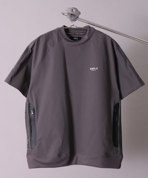 (RM)【LUXE/R GOLF】メッシュ 切り替え モックネック 半袖 プルオーバー（Tシャツ/カットソー）｜LUXE/R GOLF（ラグジュ ゴルフ）