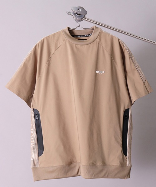 (RM)【LUXE/R GOLF】メッシュ 切り替え モックネック 半袖 プルオーバー（Tシャツ/カットソー）｜LUXE/R GOLF（ラグジュ ゴルフ）