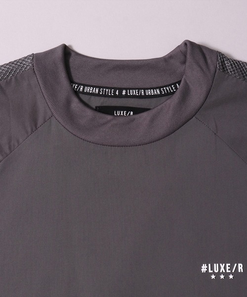 (RM)【LUXE/R GOLF】メッシュ 切り替え モックネック 半袖 プルオーバー（Tシャツ/カットソー）｜LUXE/R GOLF（ラグジュ ゴルフ）