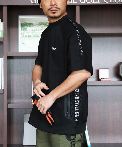 (RM)【LUXE/R GOLF】メッシュ 切り替え モックネック 半袖 プルオーバー（Tシャツ/カットソー）｜LUXE/R GOLF（ラグジュ ゴルフ）