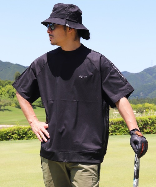 (RM)【LUXE/R GOLF】メッシュ 切り替え モックネック 半袖 プルオーバー（Tシャツ/カットソー）｜LUXE/R GOLF（ラグジュ ゴルフ）