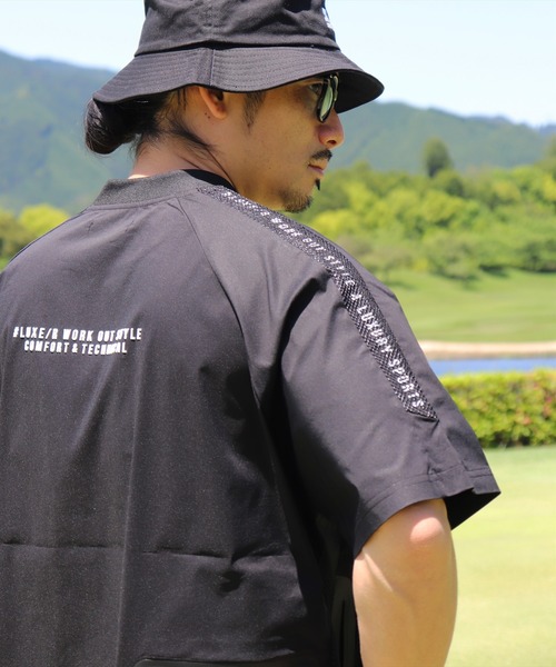 (RM)【LUXE/R GOLF】メッシュ 切り替え モックネック 半袖 プルオーバー（Tシャツ/カットソー）｜LUXE/R GOLF（ラグジュ ゴルフ）