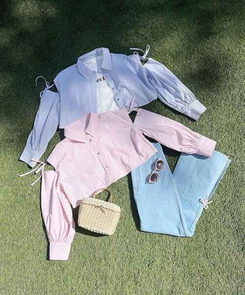 MAJESTIC LEGON(マジェスティックレゴン)の「オープンショルダーショートシャツ(シャツ/ブラウス・レディース・ホワイト系その他/ピンク系その他2/ネイビー/グレー系その他/ホワイト系その他2/オフホワイト/ブルー系その他2・MEDIUM)」の7枚目の写真