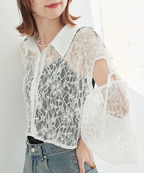 MAJESTIC LEGON(マジェスティックレゴン)の「オープンショルダーショートシャツ(シャツ/ブラウス・レディース・ホワイト系その他/ピンク系その他2/ネイビー/グレー系その他/ホワイト系その他2/オフホワイト/ブルー系その他2・MEDIUM)」の10枚目の写真