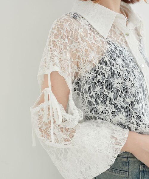 MAJESTIC LEGON(マジェスティックレゴン)の「オープンショルダーショートシャツ(シャツ/ブラウス・レディース・ホワイト系その他/ピンク系その他2/ネイビー/グレー系その他/ホワイト系その他2/オフホワイト/ブルー系その他2・MEDIUM)」の12枚目の写真