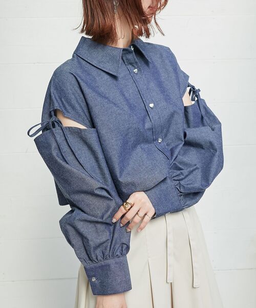 MAJESTIC LEGON(マジェスティックレゴン)の「オープンショルダーショートシャツ(シャツ/ブラウス・レディース・ホワイト系その他/ピンク系その他2/ネイビー/グレー系その他/ホワイト系その他2/オフホワイト/ブルー系その他2・MEDIUM)」の20枚目の写真