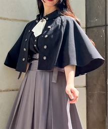 axes femme | チェーン付きダブル釦ケープ(ポンチョ)