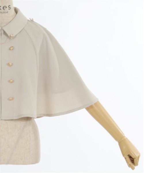 axes femme（アクシーズファム）の「チェーン付きダブル釦ケープ（ポンチョ・レディース・ブラック/キナリ/グレー/ネイビー・FREE）」の14枚目の写真