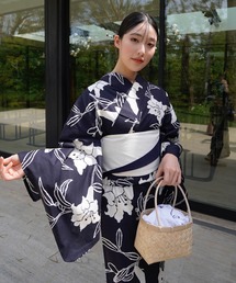 utatane | 【utatane×Acka.】浴衣3点セット 百合 navy white(浴衣)