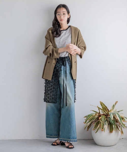 LOWRYS FARM(ローリーズファーム)の「リボンレースラップスカート 117913(スカート・レディース・ブラック/ホワイト・LONG/SHORT)」の8枚目の写真