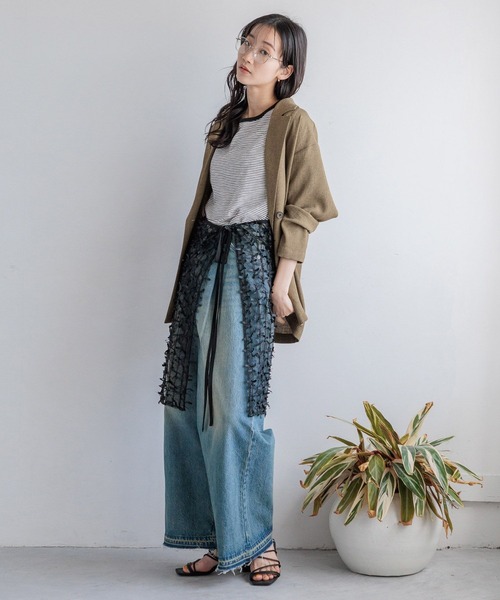 LOWRYS FARM(ローリーズファーム)の「リボンレースラップスカート 117913(スカート・レディース・ブラック/ホワイト・LONG/SHORT)」の9枚目の写真