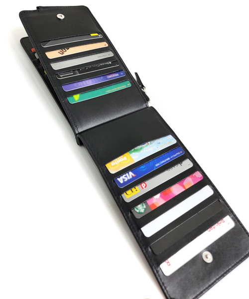 セール】嬉しい薄型 大容量26枚収納 スマホも入る！牛本革 ラウンド