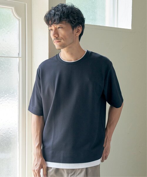 ikka(イッカ)の「【吸水速乾】ドライ鹿の子5分袖レイヤードTシャツ(Tシャツ/カットソー・メンズ・ベージュ/オリーブ/ネイビー/ブルー/チャコールグレー/ワイン・L/M/S/XL)」の9枚目の写真