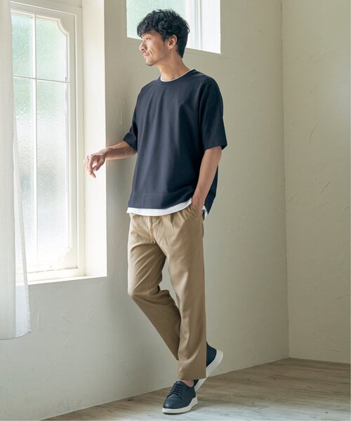 ikka(イッカ)の「【吸水速乾】ドライ鹿の子5分袖レイヤードTシャツ(Tシャツ/カットソー・メンズ・ベージュ/オリーブ/ネイビー/ブルー/チャコールグレー/ワイン・L/M/S/XL)」の10枚目の写真