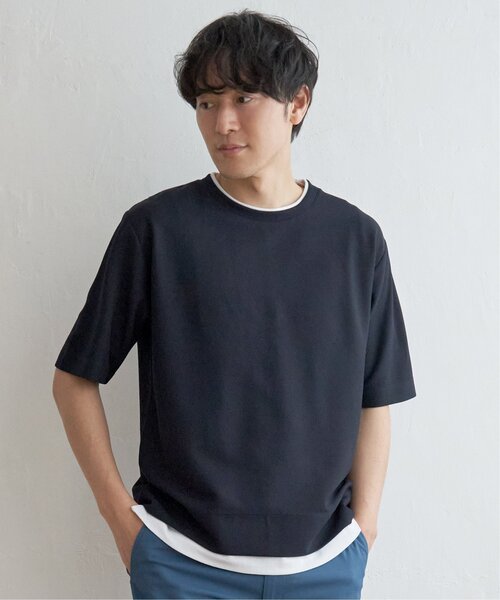 ikka(イッカ)の「【吸水速乾】ドライ鹿の子5分袖レイヤードTシャツ(Tシャツ/カットソー・メンズ・ベージュ/オリーブ/ネイビー/ブルー/チャコールグレー/ワイン・L/M/S/XL)」の13枚目の写真