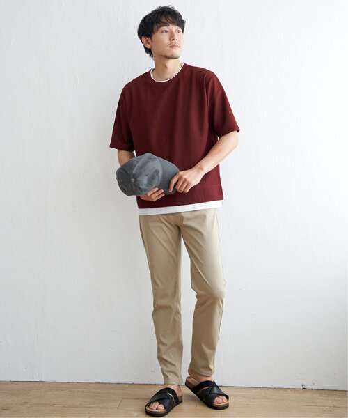 ikka(イッカ)の「【吸水速乾】ドライ鹿の子5分袖レイヤードTシャツ(Tシャツ/カットソー・メンズ・ベージュ/オリーブ/ネイビー/ブルー/チャコールグレー/ワイン・L/M/S/XL)」の18枚目の写真