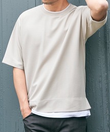 【吸水速乾】ドライ鹿の子5分袖レイヤードTシャツ