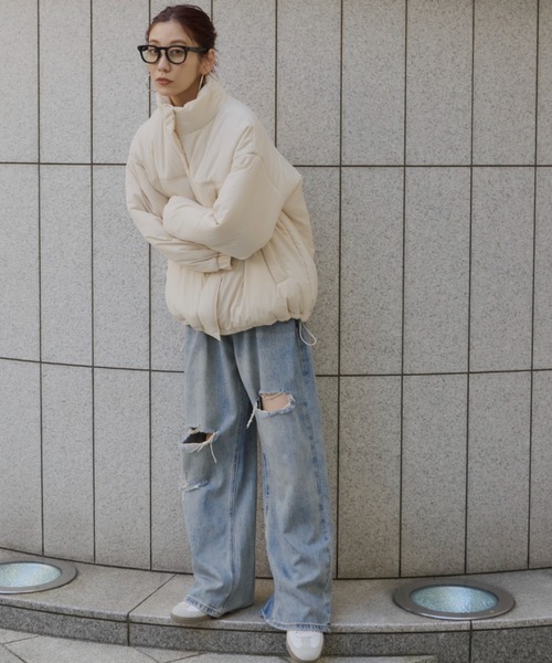 Auntie Rosa Holiday(アンティローザホリデー)の「※入荷禁止※中綿オーバーサイズコート / ブルゾン(ダウンジャケット/コート・レディース・グレー/ブラック/アイボリー/キャメル・FREE)」の13枚目の写真