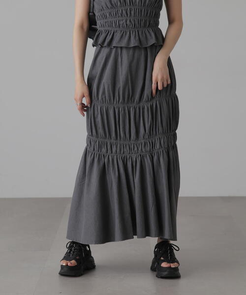 FREE'S MART（フリーズマート）の「シャーリングセットアップ（ワンピース・レディース・ブラック系その他/ワンウォッシュ・FREE）」の4枚目の写真