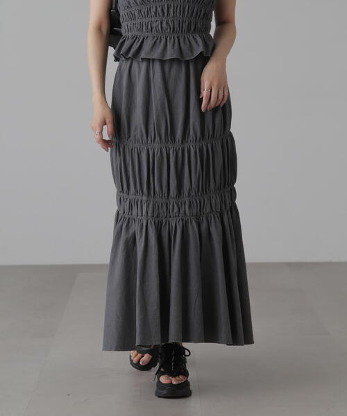 FREE'S MART（フリーズマート）の「シャーリングセットアップ（ワンピース・レディース・ブラック系その他/ワンウォッシュ・FREE）」の5枚目の写真