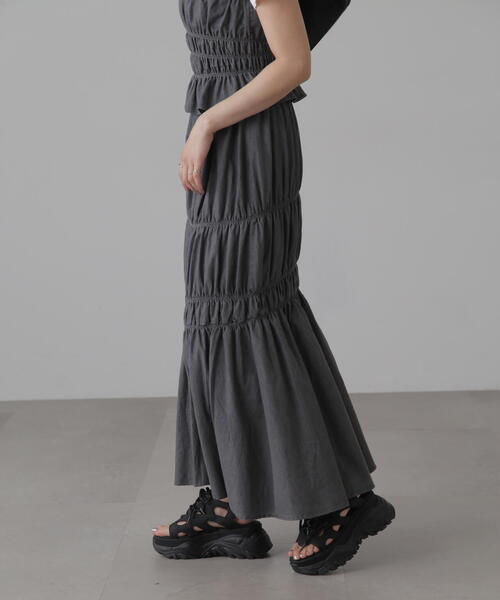 FREE'S MART（フリーズマート）の「シャーリングセットアップ（ワンピース・レディース・ブラック系その他/ワンウォッシュ・FREE）」の7枚目の写真