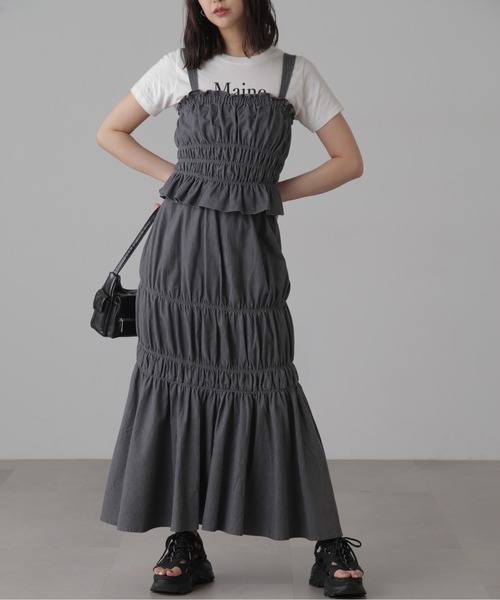 FREE'S MART（フリーズマート）の「シャーリングセットアップ（ワンピース・レディース・ブラック系その他/ワンウォッシュ・FREE）」の2枚目の写真