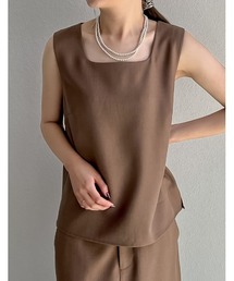 Re:EDIT | [2024 SUMMER COLLECTIONリネンライクスクエアネックタンクトップ(タンクトップ)