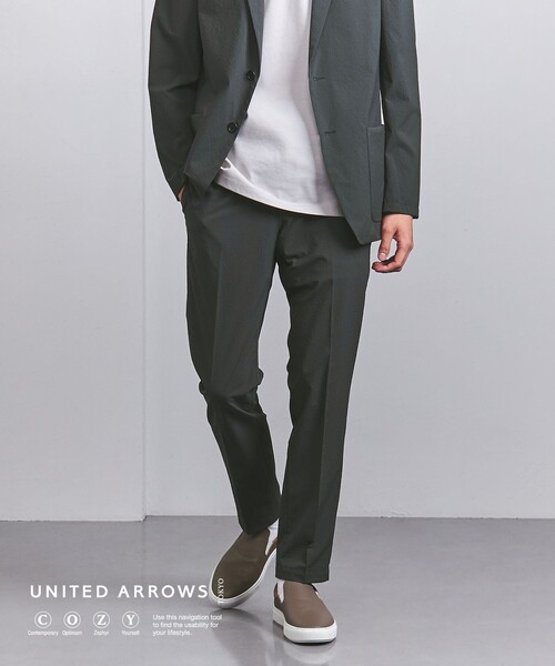 UNITED ARROWS(ユナイテッドアローズ)の「シアサッカーノープリーツパンツ COZY -撥水・ウォッシャブル・ストレッチ--(その他パンツ・メンズ・ダークグリーン/ネイビー・XXL/XL/M/S/L)」の1枚目の写真