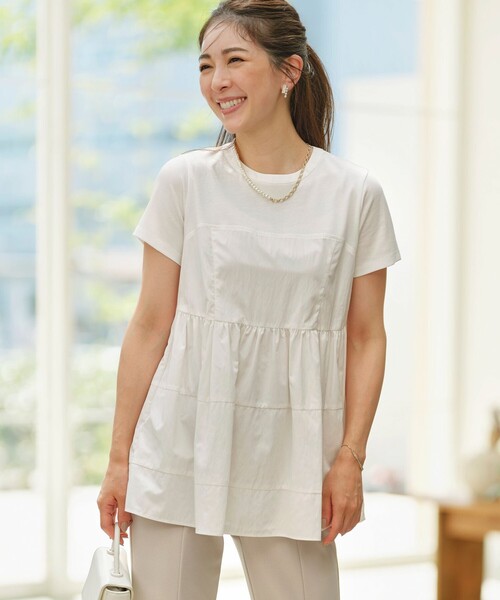 組曲(クミキョク)の「ビスチェレイヤードTシャツ(Tシャツ/カットソー・レディース・アイボリー系/ブラック系/スモーキーグリーン系・6/5/7)」の3枚目の写真