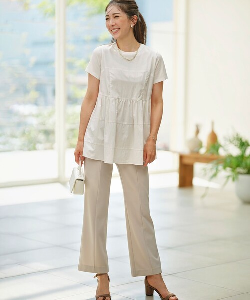 組曲(クミキョク)の「ビスチェレイヤードTシャツ(Tシャツ/カットソー・レディース・アイボリー系/ブラック系/スモーキーグリーン系・6/5/7)」の16枚目の写真